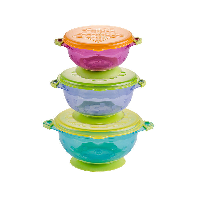 Children's Tableware Food Supplement Bowl Set With Three Colorful Suction Cups