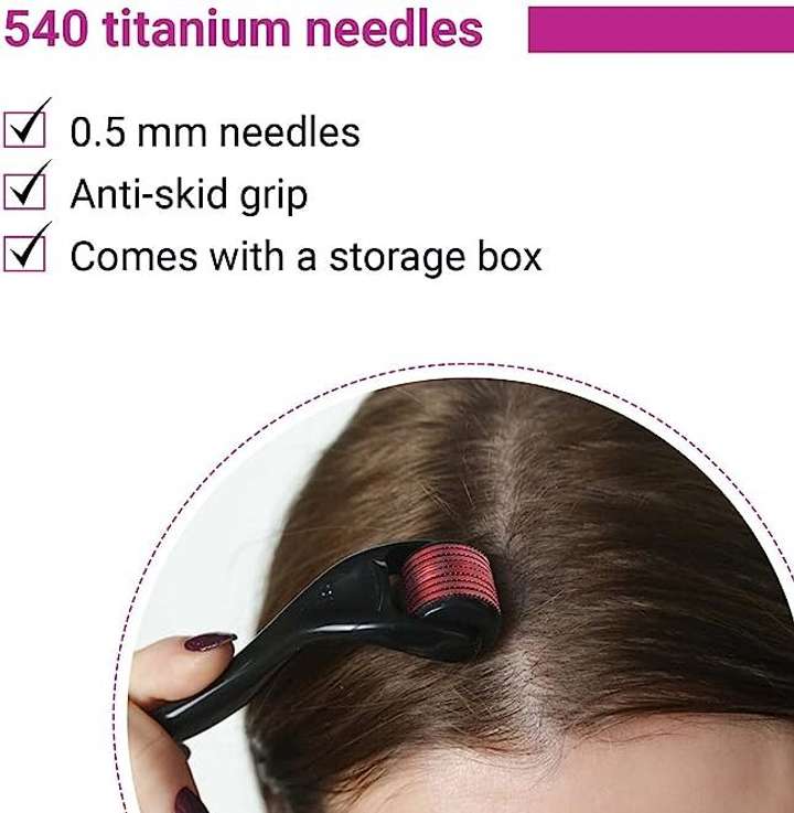 Mixonshun Derma Roller, 0.5mm with 540 Titanium micro needles - Derma Roller for Face, Beard, and Hair Growth - Skin Care for Men and Women (75 g)