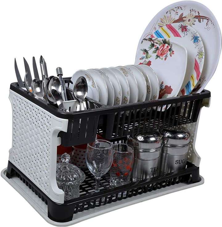 Kitchen Organiser Rack Utensil Kitchen Rack Dish Drainer Kitchen Rack (Plastic)