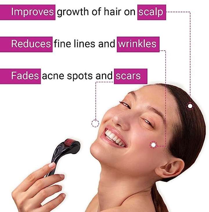 Mixonshun Derma Roller, 0.5mm with 540 Titanium micro needles - Derma Roller for Face, Beard, and Hair Growth - Skin Care for Men and Women (75 g)