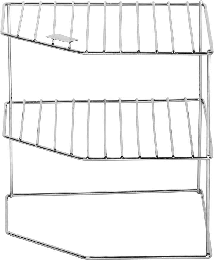GP stainless steel multipurpose Kitchen Plate Dish Corner Shelf Rack Stand Shelves Holder, Kitchen Tray pan Pot Utensils chakla belan Storage Cupboard Organizer for Home(25.5 * 25.5 * 22 CM) Chakla/Belan Kitchen Rack (Steel)