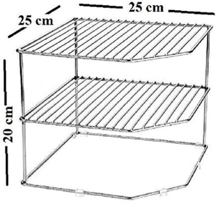 GP stainless steel multipurpose Kitchen Plate Dish Corner Shelf Rack Stand Shelves Holder, Kitchen Tray pan Pot Utensils chakla belan Storage Cupboard Organizer for Home(25.5 * 25.5 * 22 CM) Chakla/Belan Kitchen Rack (Steel)